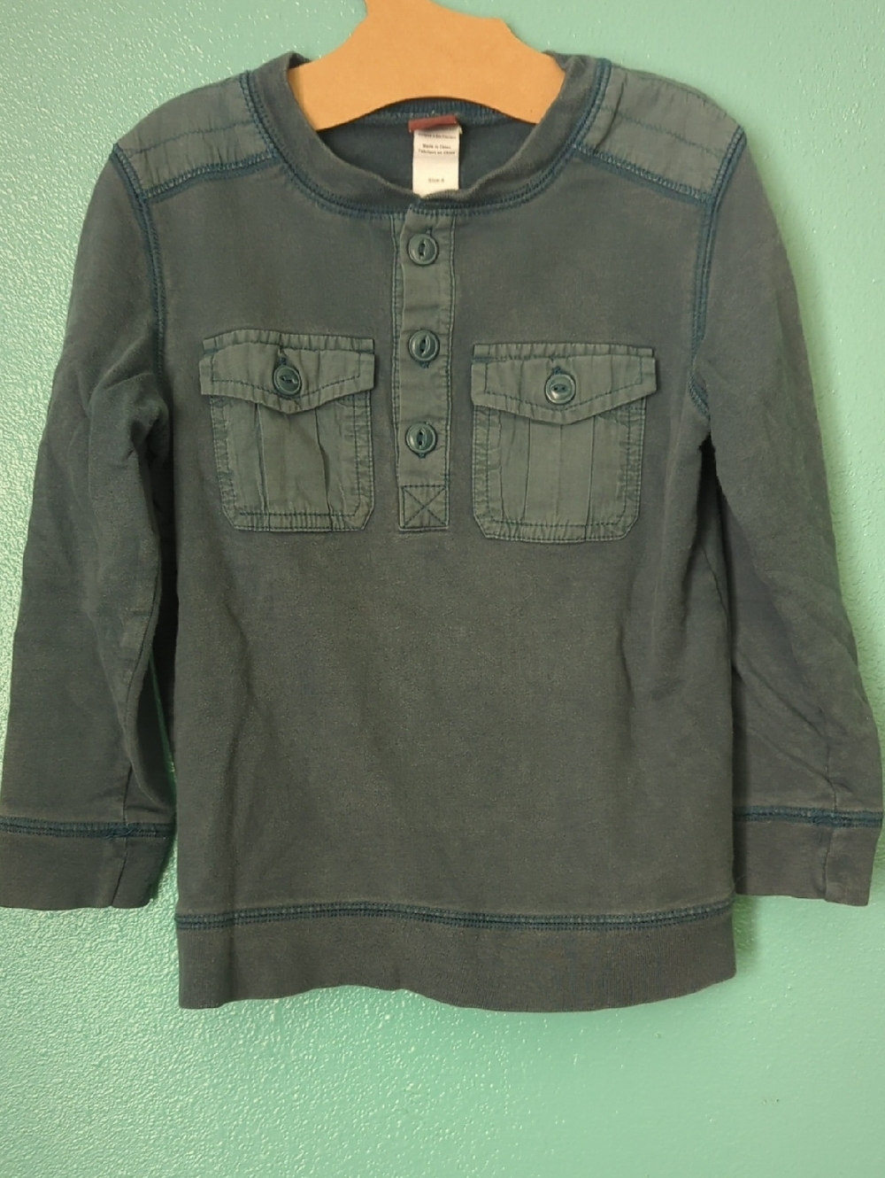 Tea Collection Slate Blue Long-Sleeve Henley Top for Kids